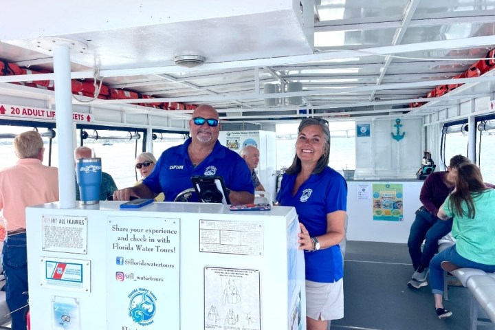 a group of people standing in a room