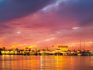 a sunset over a body of water