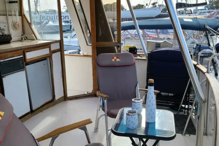 a boat sitting on top of a chair