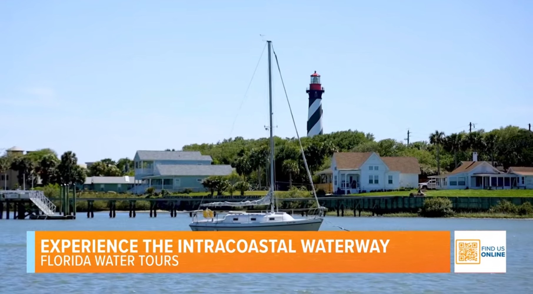 a large orange sign that is on a boat