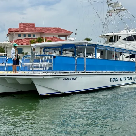 a boat is docked in the water