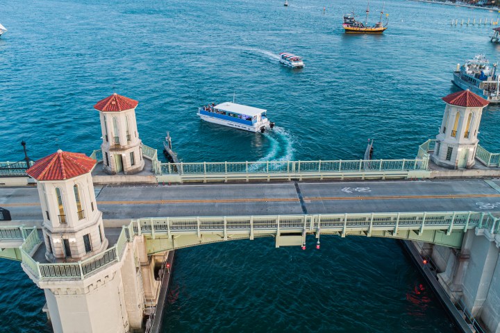Aerial view of the Bridge of Lions St Augustine, FL.